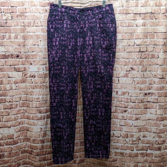Levi's Jeans Mid Rise Skinny Purple and Blue Abstract Size 12M W31 L32 - Picture 1 of 16